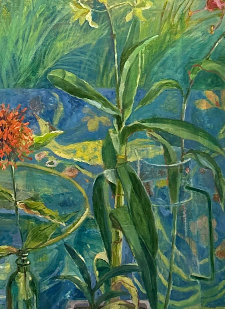 Mi interessano gli elementi astratti dell'opera d'arte tanto quanto il soggetto.  Le mie nature morte non sono immobili.  Sento che i miei dipinti durano nel tempo e invitano a ripetere l'esplorazione. 

-Carol Stewart.

Carol Stewart
Orchidea,