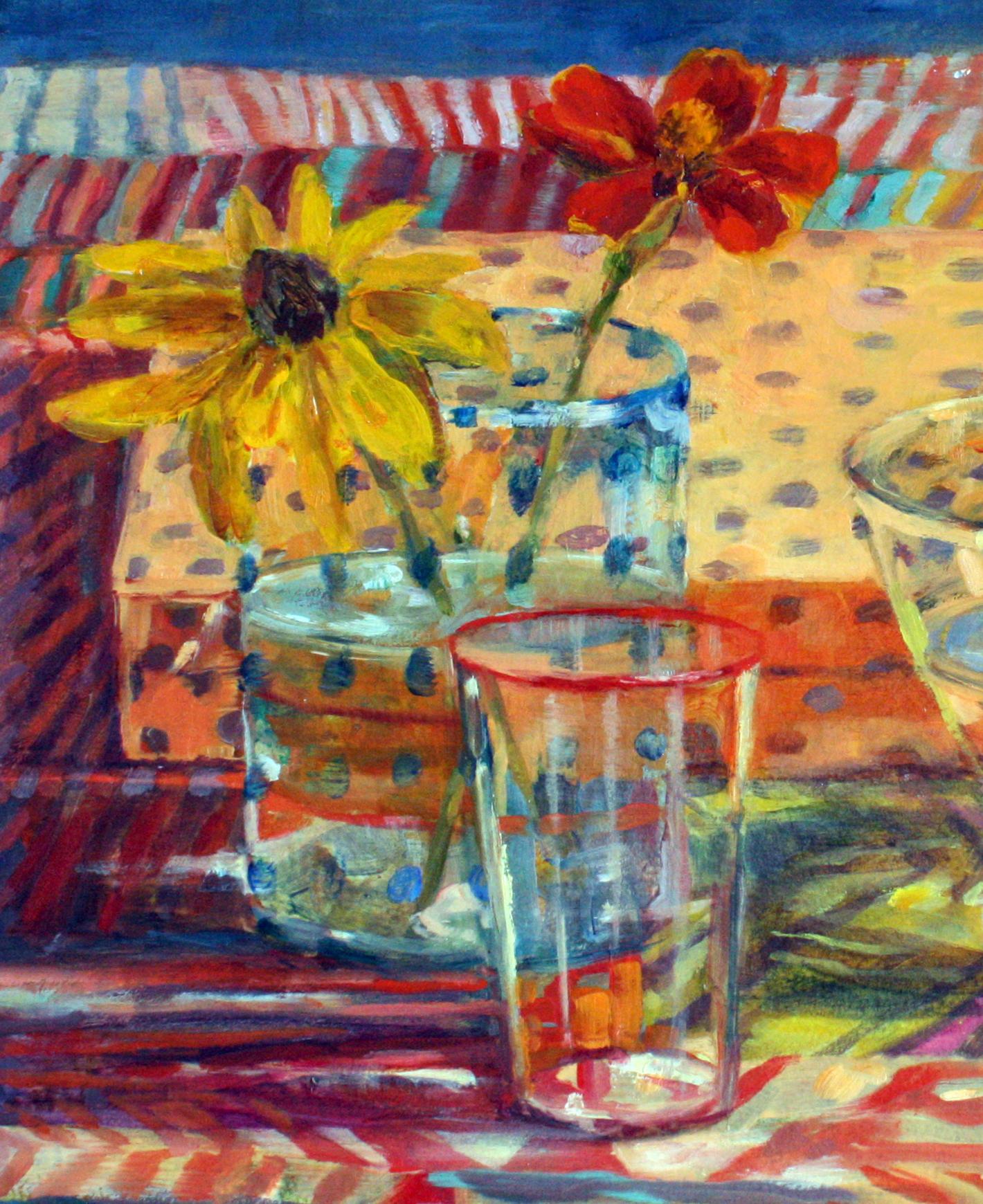 Patrones de septiembre - Pintura al óleo de bodegones impresionistas llenos de color - Painting Impresionista de Carol Stewart