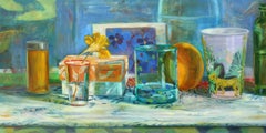 Turmeric, Nasturtium, Orange - Still Life with Patterns & Reflective Glassware