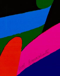 "Acquacaliente, " Colorful Landscape Silkscreen signed by Carol Summers