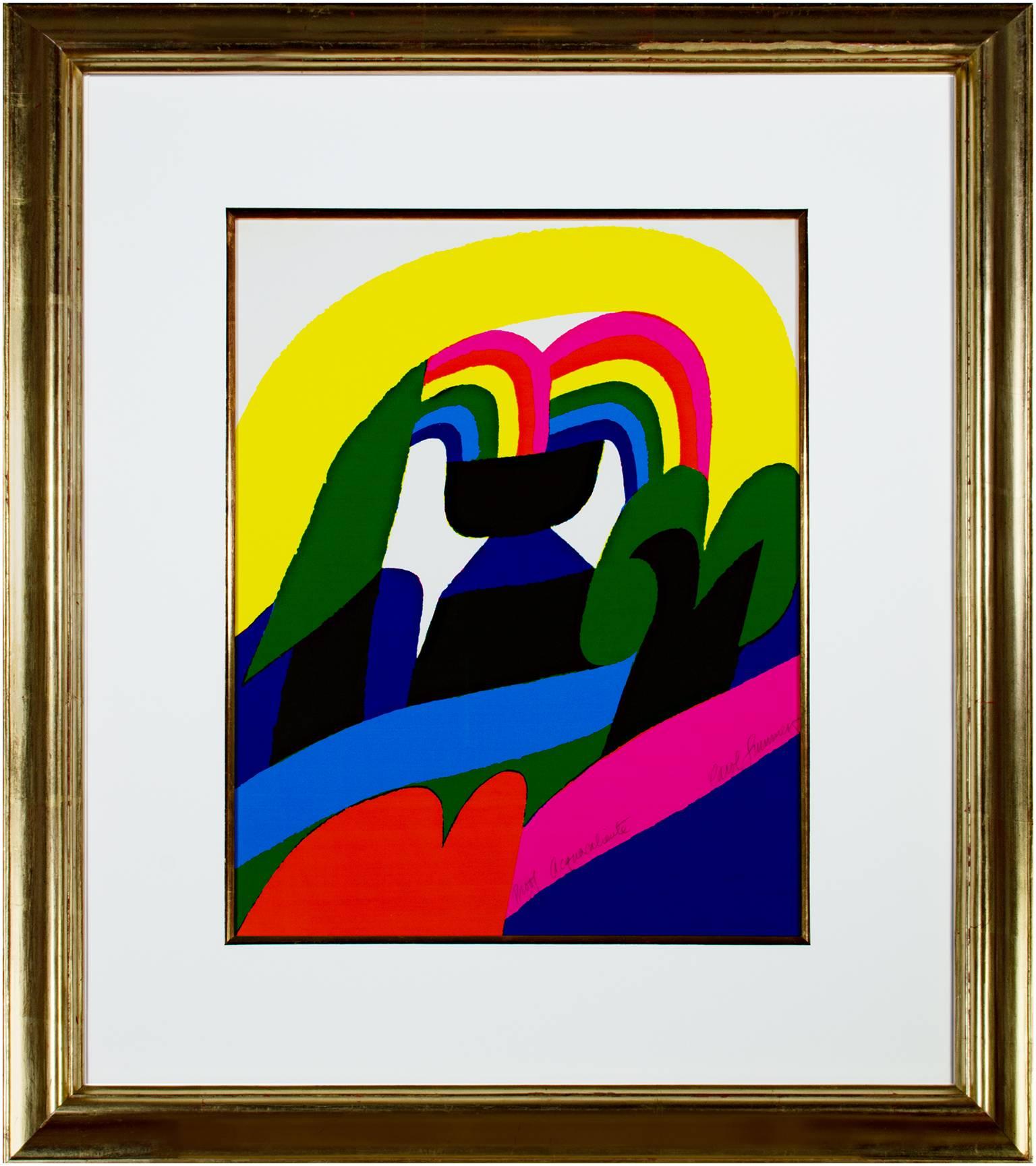 « Acquacaliente », sérigraphie de paysage coloré signée par Carol Summers en vente 4