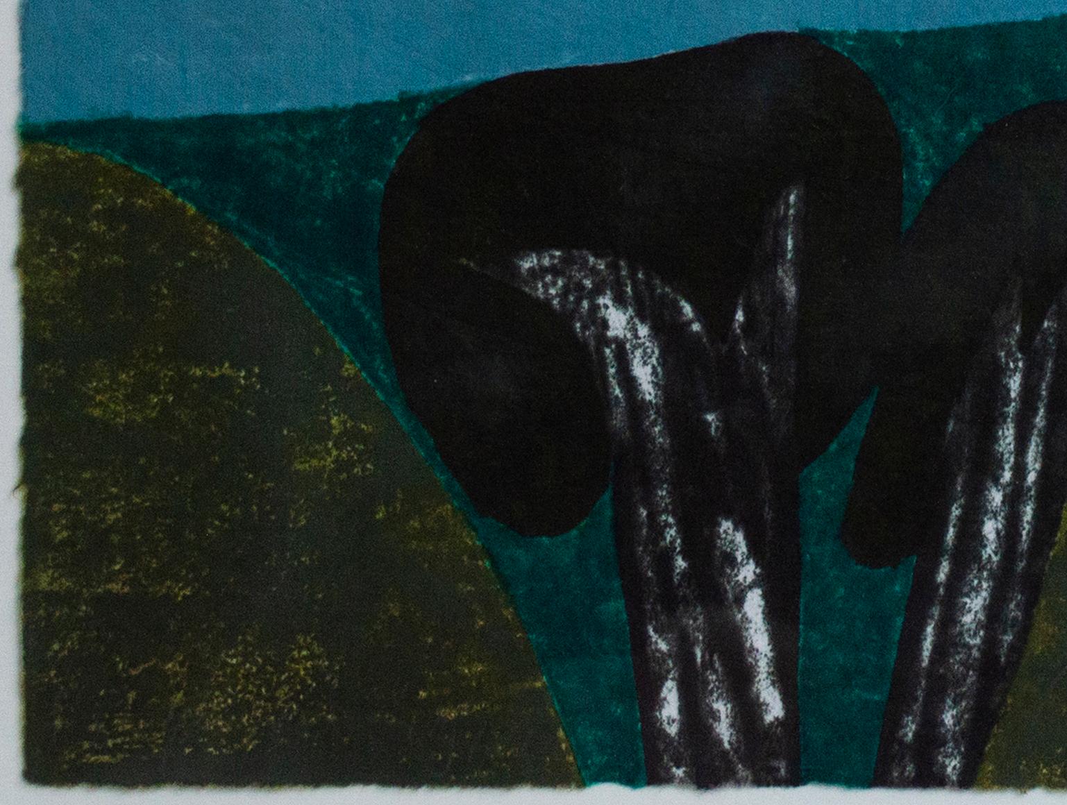 „Arroyo“, Holzschnitt und Monotypie-Landschaft, signiert von Carol Summers im Angebot 3