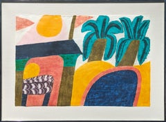 Basholi - Paysage indien abstrait et coloré - Impression sur bois, 97/125