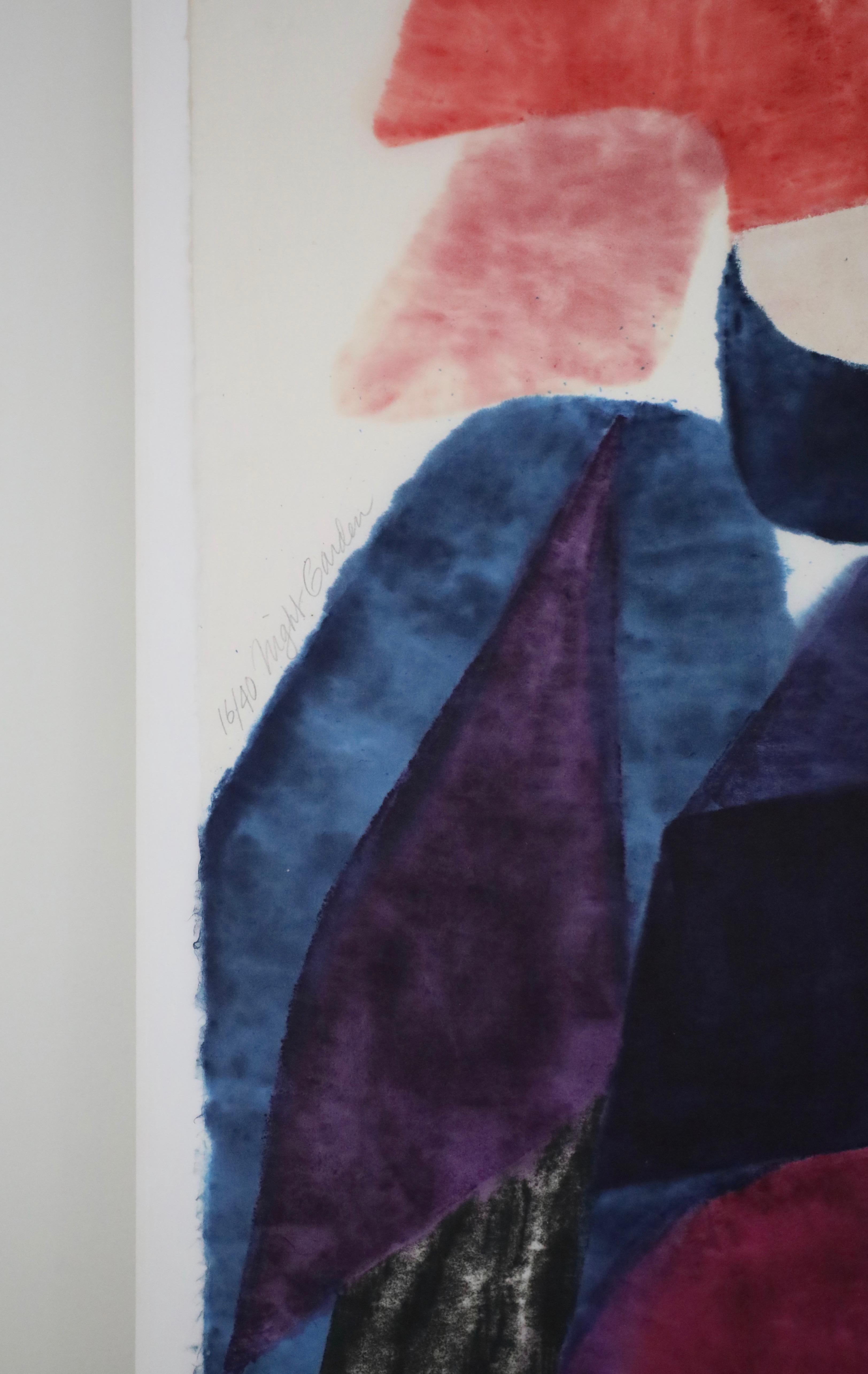 Carol Summers Woodblock Print on Japanese Paper, Night Garden For Sale 3