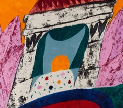 "Diocletian's Retreat, " Woodcut and Monotype signed by Carol Summers