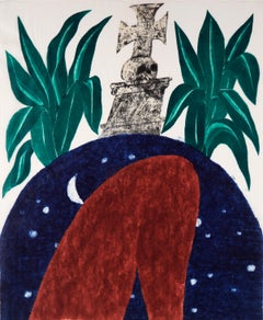 „Grave of Santa Anna's Leg“ Original-Holzschnitt im Original-Holzschnitt, signiert vom Künstler Proof