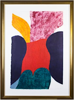 "India, " Abstract Woodcut and Monotype signed by Carol Summers