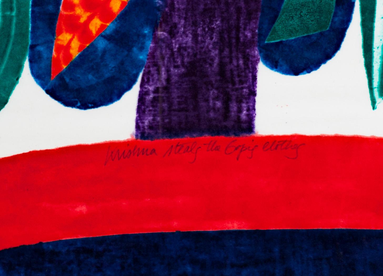 «rishna Steals the Gopis Clothes », paysage abstrait, signé - Print de Carol Summers