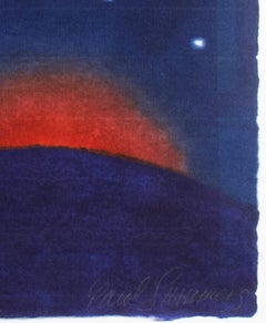 "Night Sky, " Original Woodcut & Monotype Night Landscape signed by Carol Summers