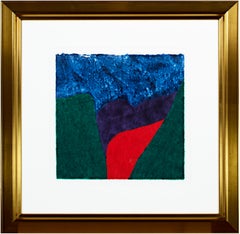 "Northern Lights, " Woodcut and Monotype Dark Landscape signed by Carol Summers