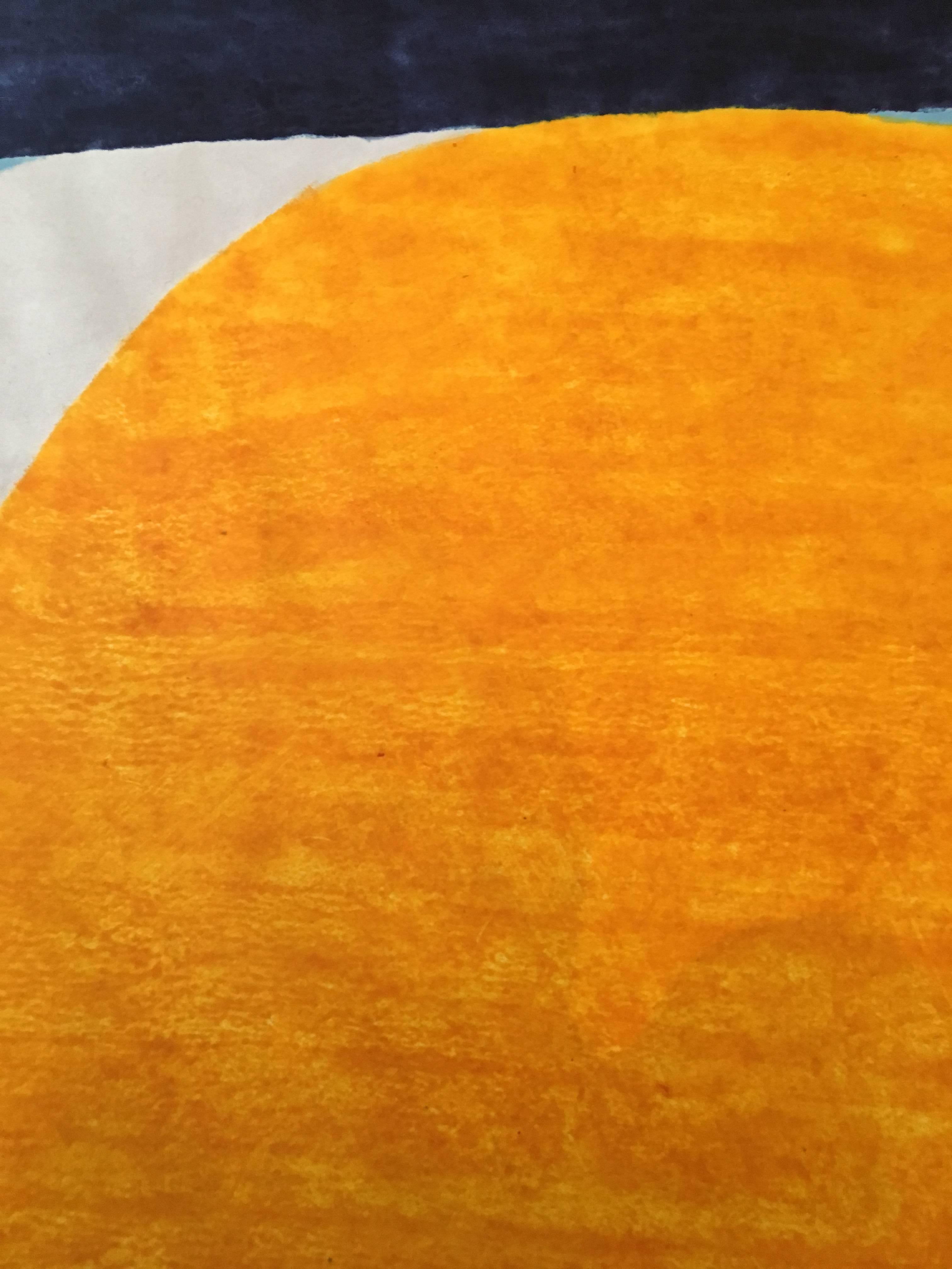 Der fröhliche Fluss (Orange), Abstract Print, von Carol Summers