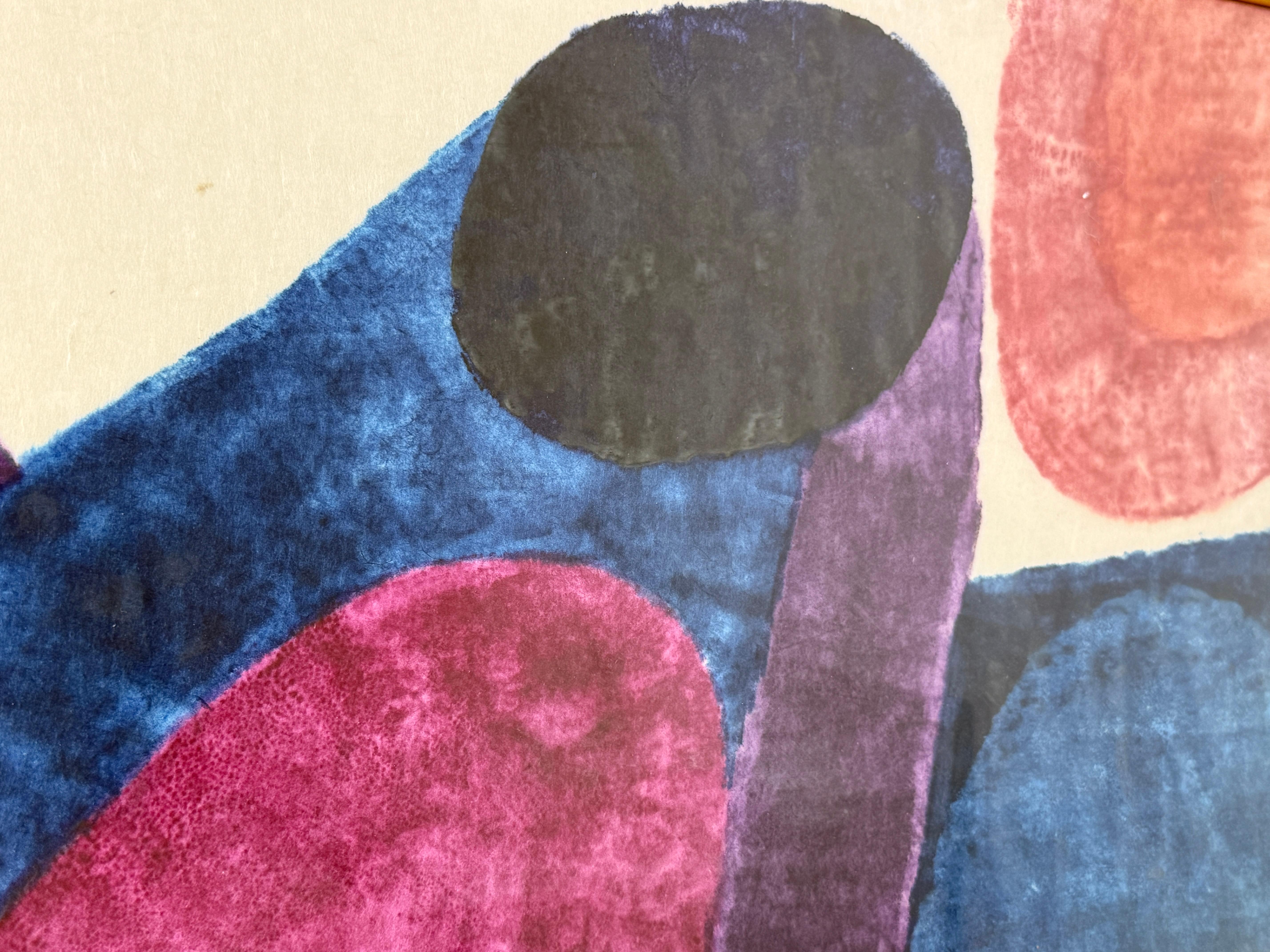 American Carol Summers Sicily Colorful Abstract Modern Woodcut Print Signed Lt Ed 1962 For Sale