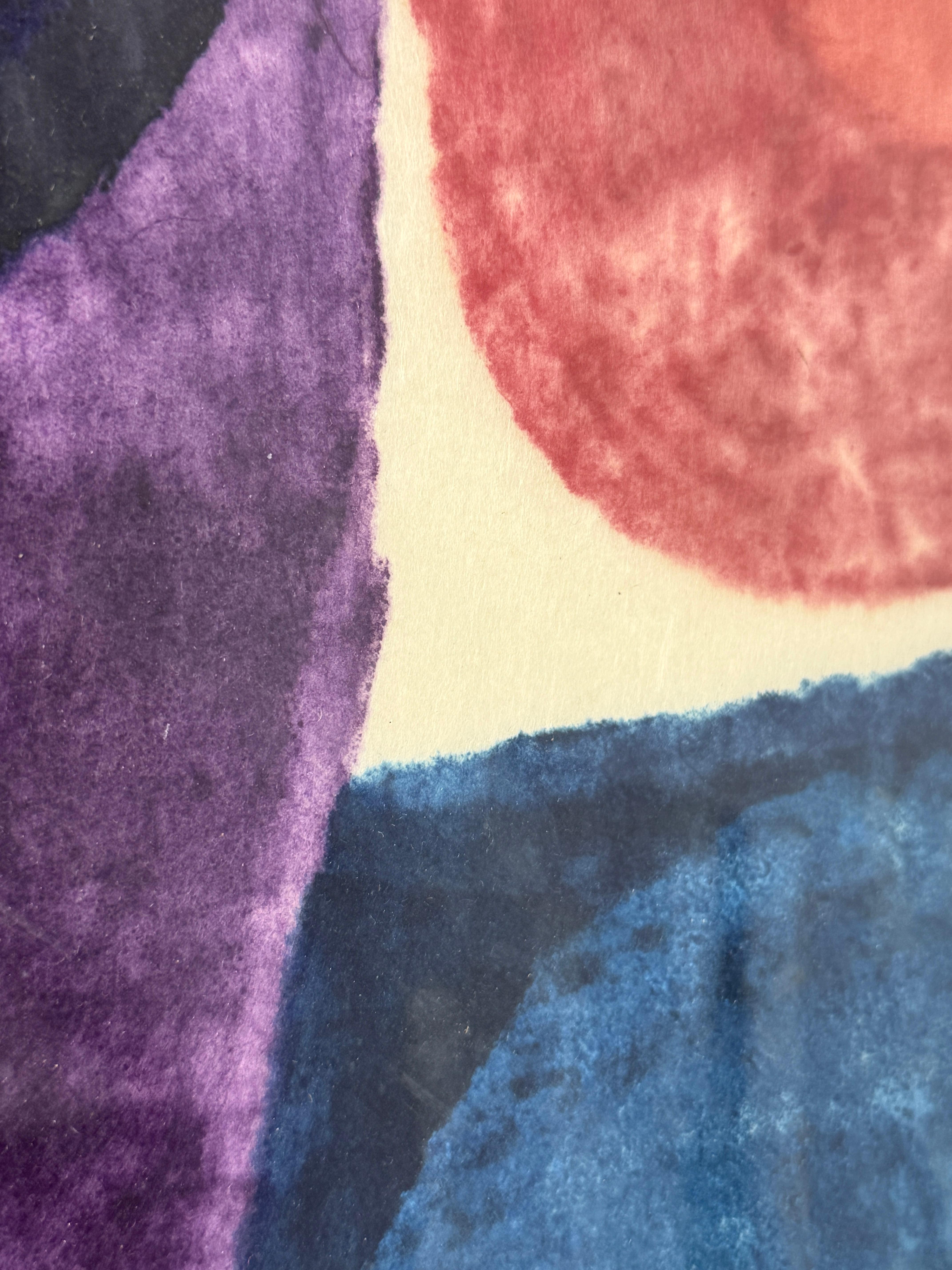 Carol Summers Sicily Colorful Abstract Modern Woodcut Print Signed Lt Ed 1962 In Good Condition For Sale In Troy, MI