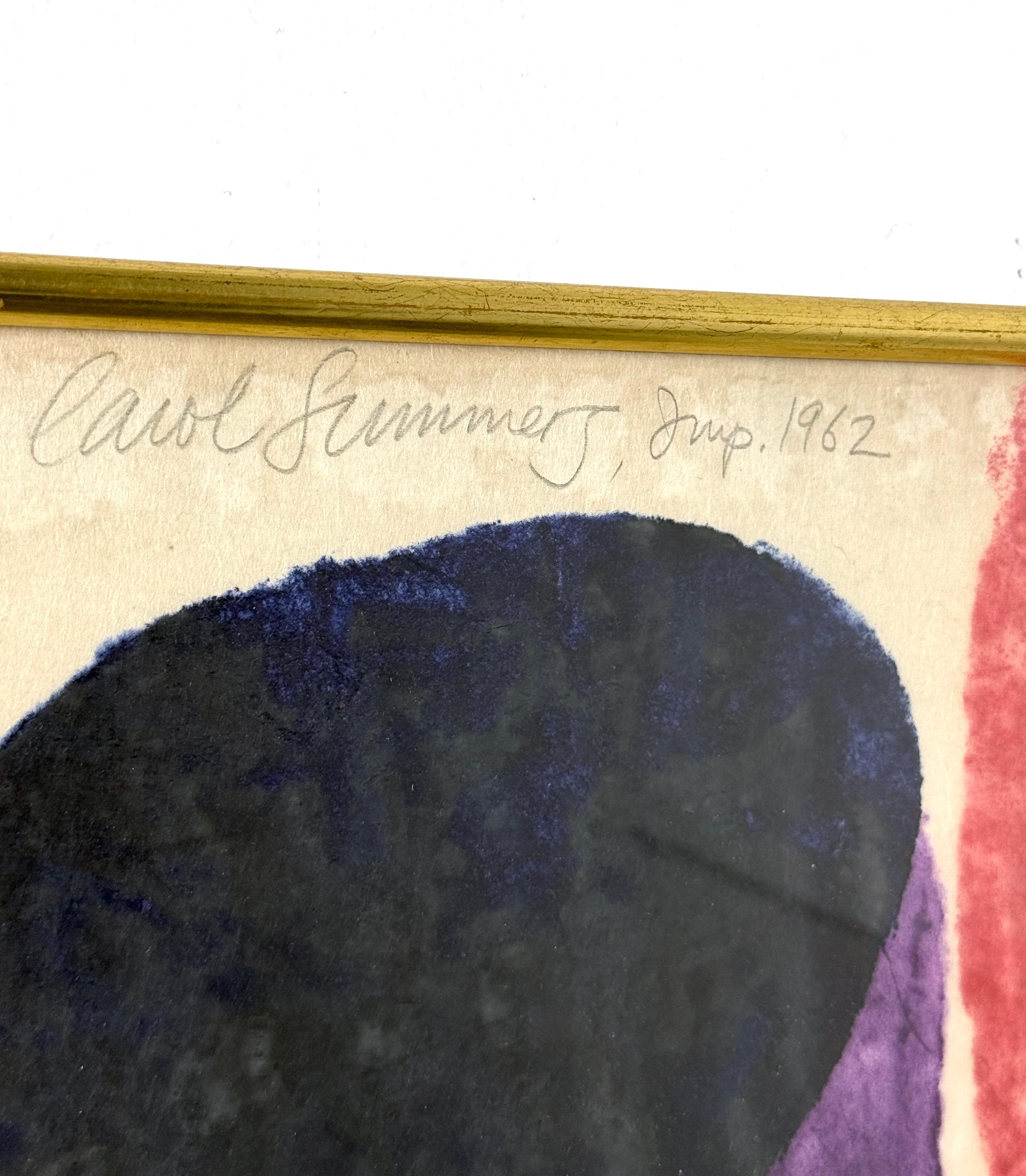 Carol Summers Sicily Colorful Abstract Modern Woodcut Print Signed Lt Ed 1962 For Sale 1