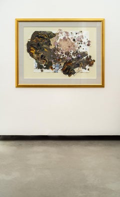 La ninfa sorprendida - contemporáneo, gestual, abstracto, acrílico sobre papel