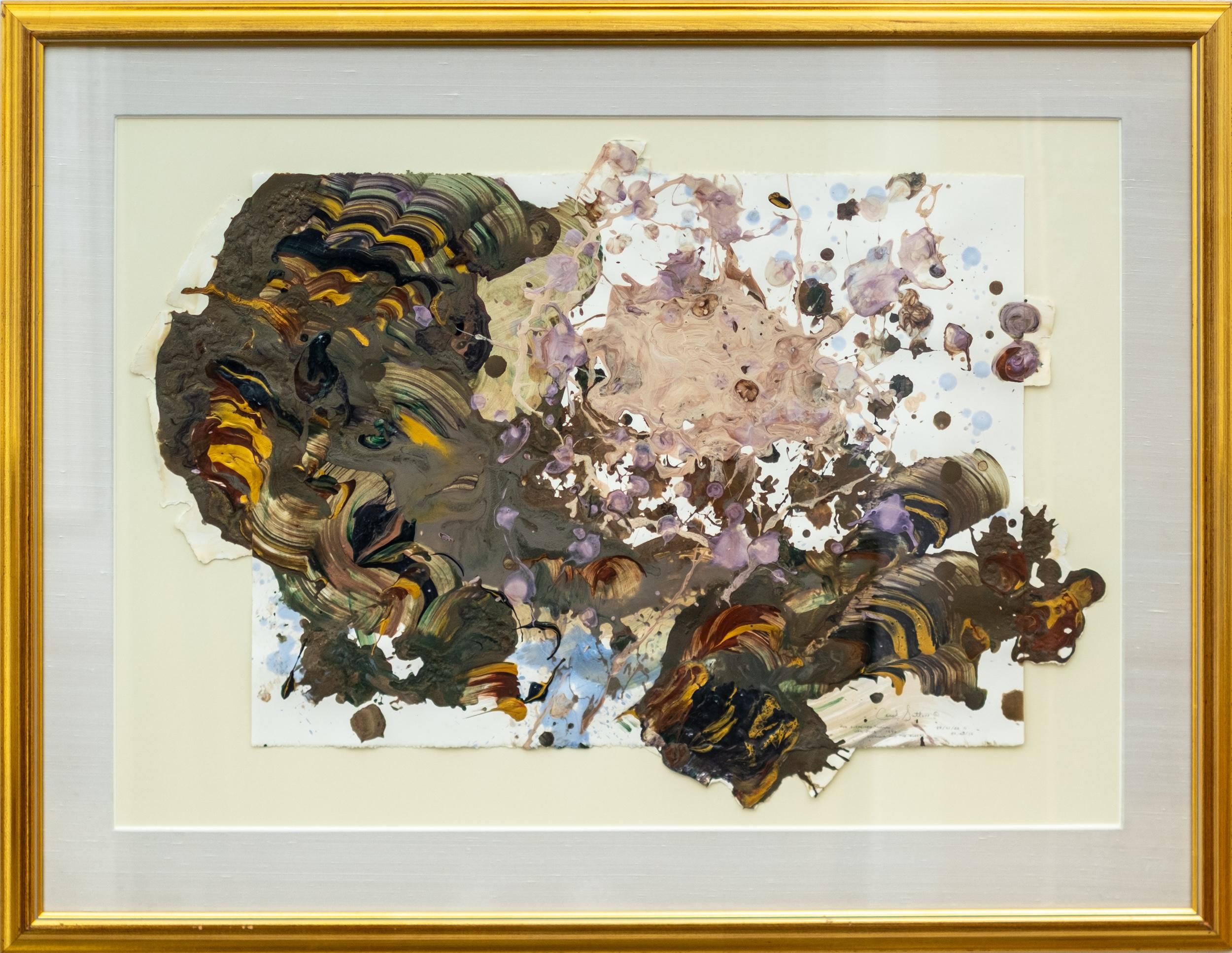 The Surprised Nymph - zeitgenössisch, gestisch, abstrakt, Acryl auf Papier – Painting von Carol Sutton