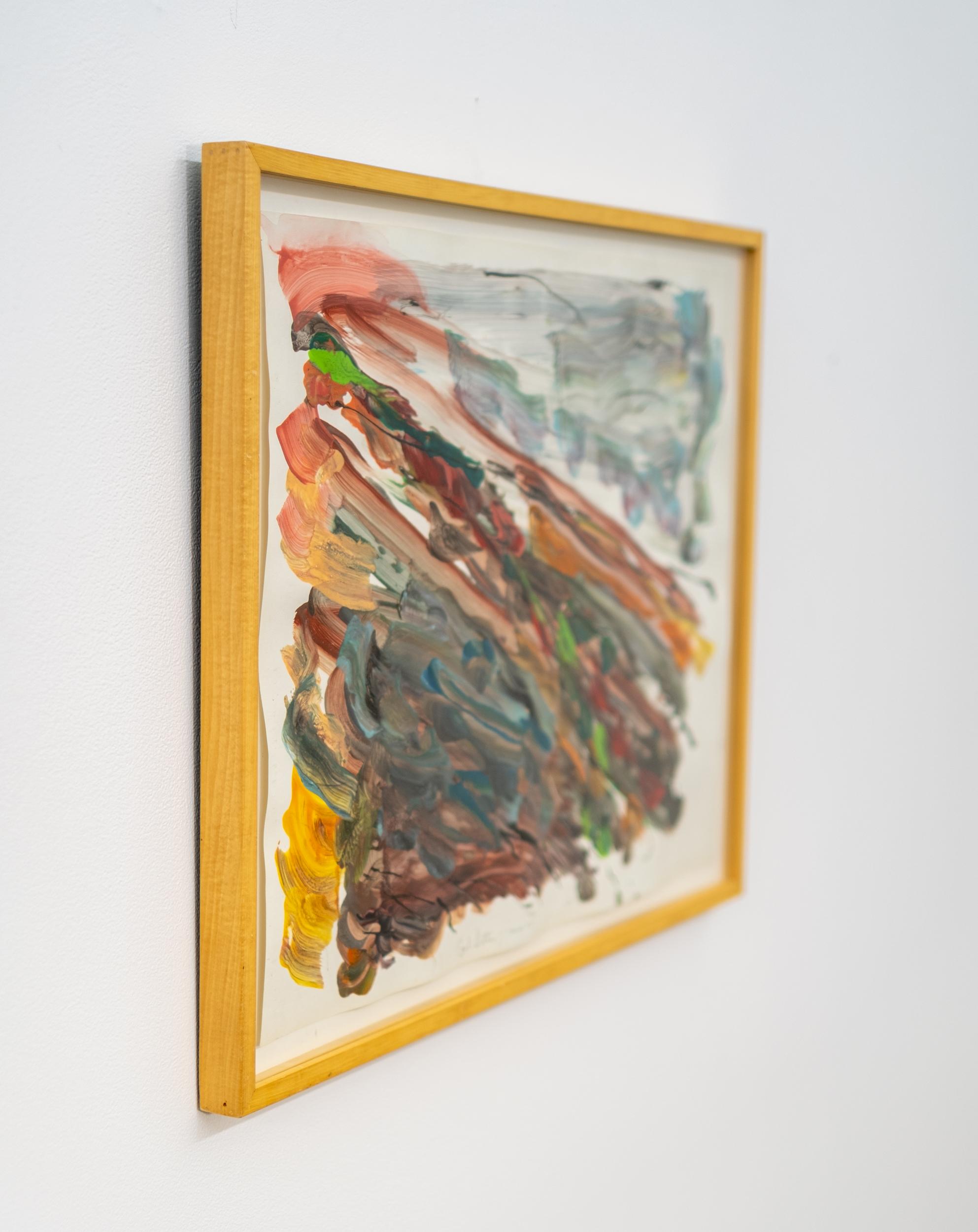 This contemporary abstract acrylic painting is by Carol Sutton.

A flurry of colour and gestural brushstrokes dance across the canvas in this engaging acrylic painting by artist Carol Sutton. In the 1970s, she was considered one of the finest