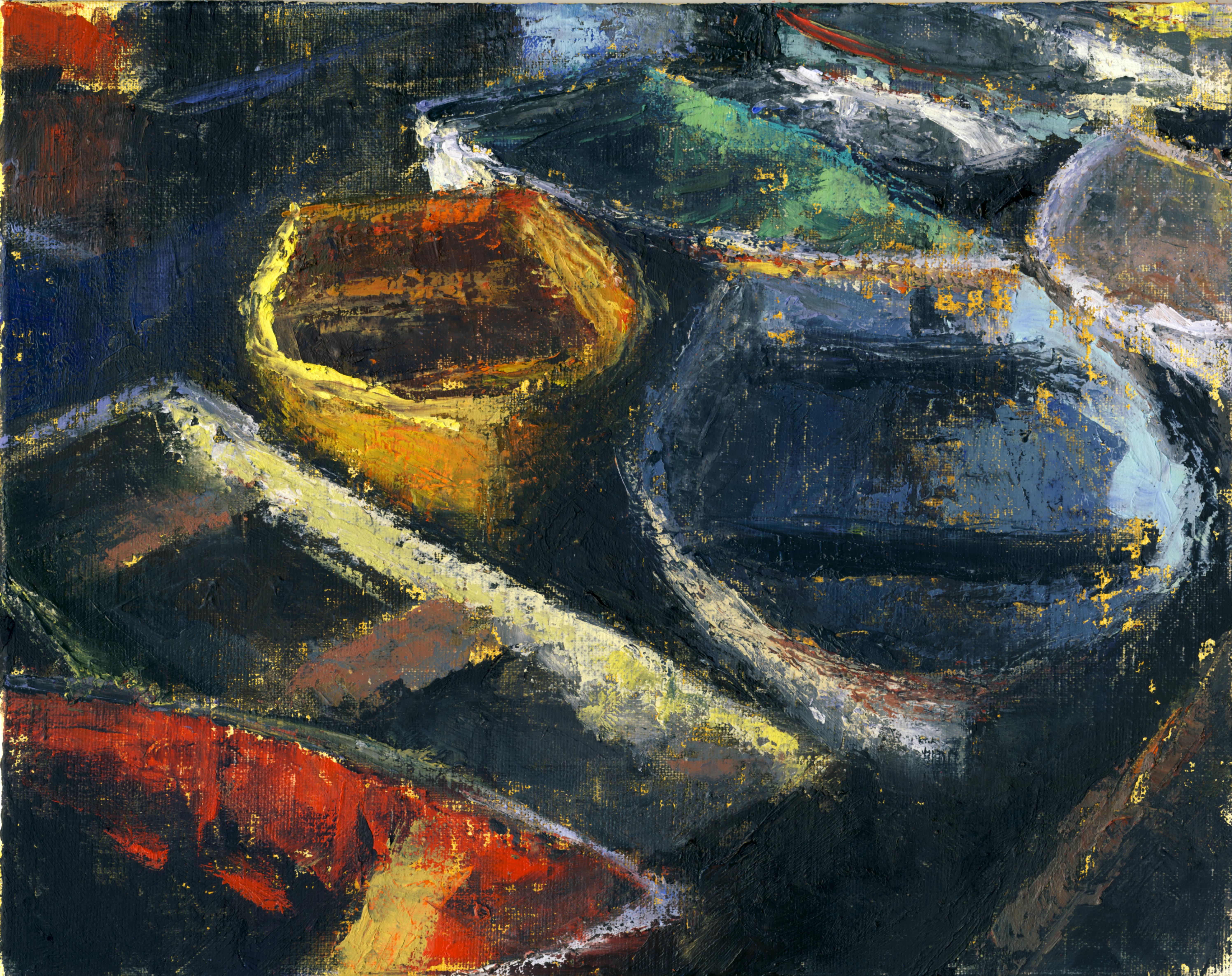 Carol Tippit Woolworth Landscape Painting - Dinghies Two - Impressionst Oil Painting, 2014