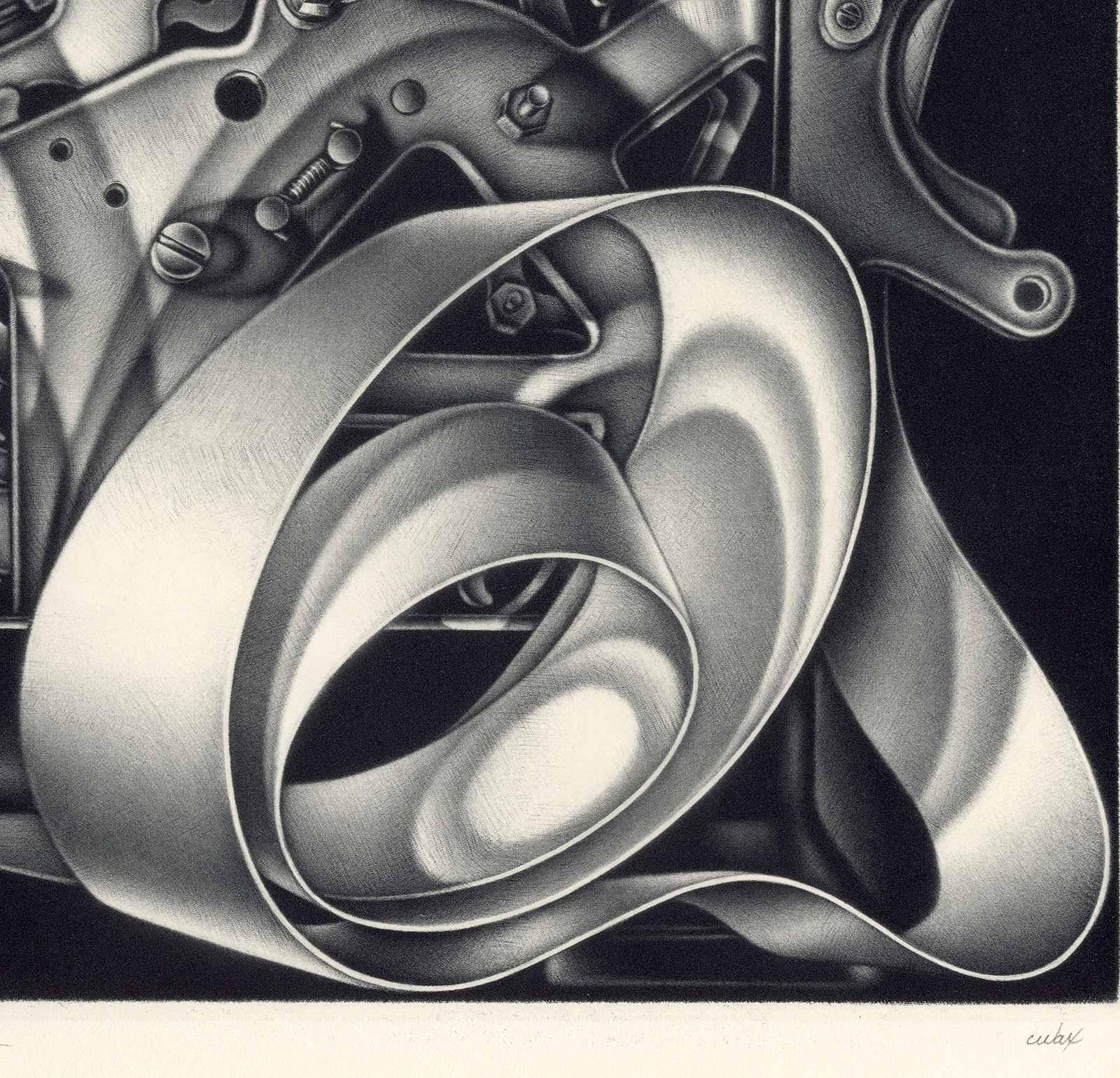 Add Infinitum (Contrived circular and figure 8 pattern allude to Moebius strips) - American Modern Print by Carol Wax
