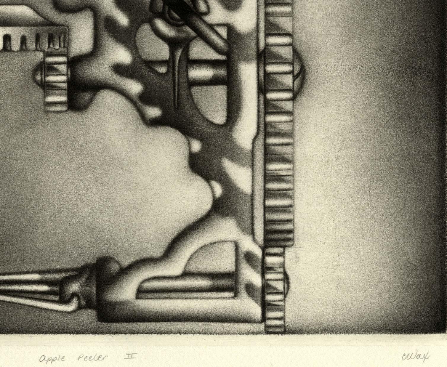 Pelador de Manzanas II (un utensilio de cocina interpretado por los cuadros de Yves Tanguy) - Print Contemporáneo de Carol Wax