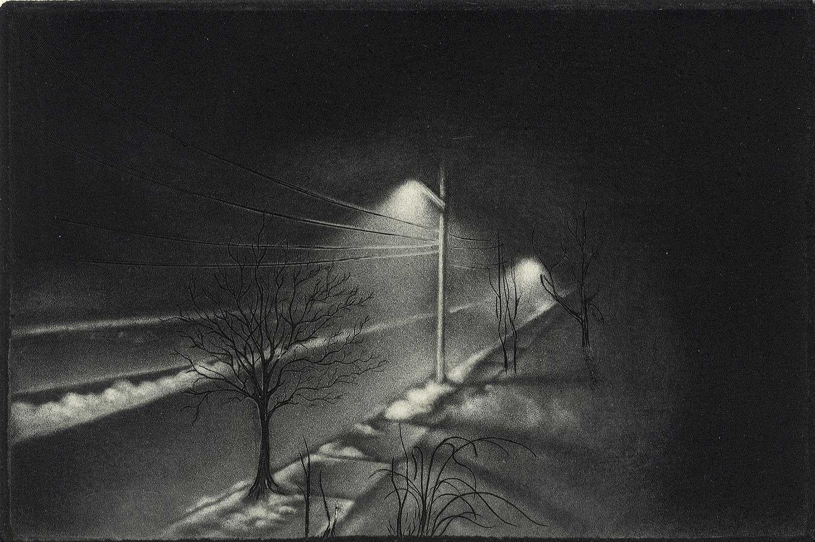 Carol Wax Print - Foggy Night (the way home or a Stephen King setting)