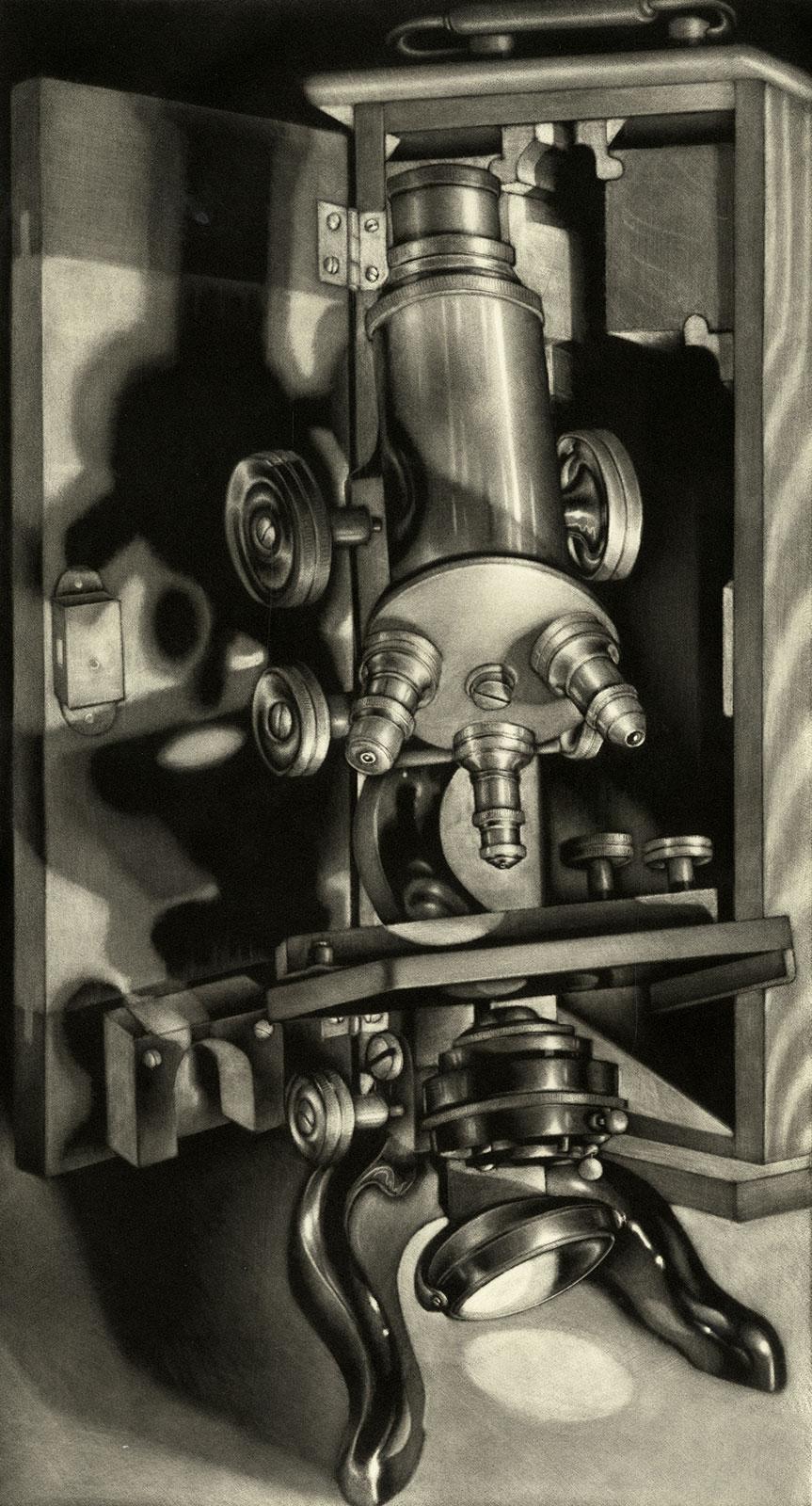 Carol Wax Print - Grandpa's Microscope (Vintage Leitz instrument, box from artist's grandfather)