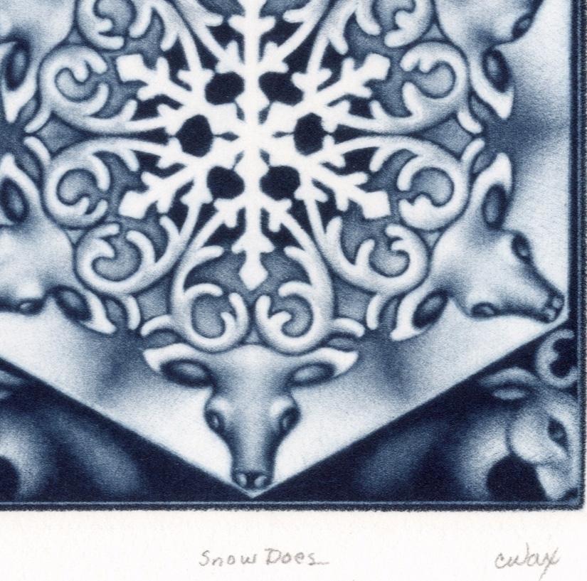 Snow Does (Doe, ein Hirsch – ein weiblicher Hirsch) (Amerikanische Moderne), Print, von Carol Wax