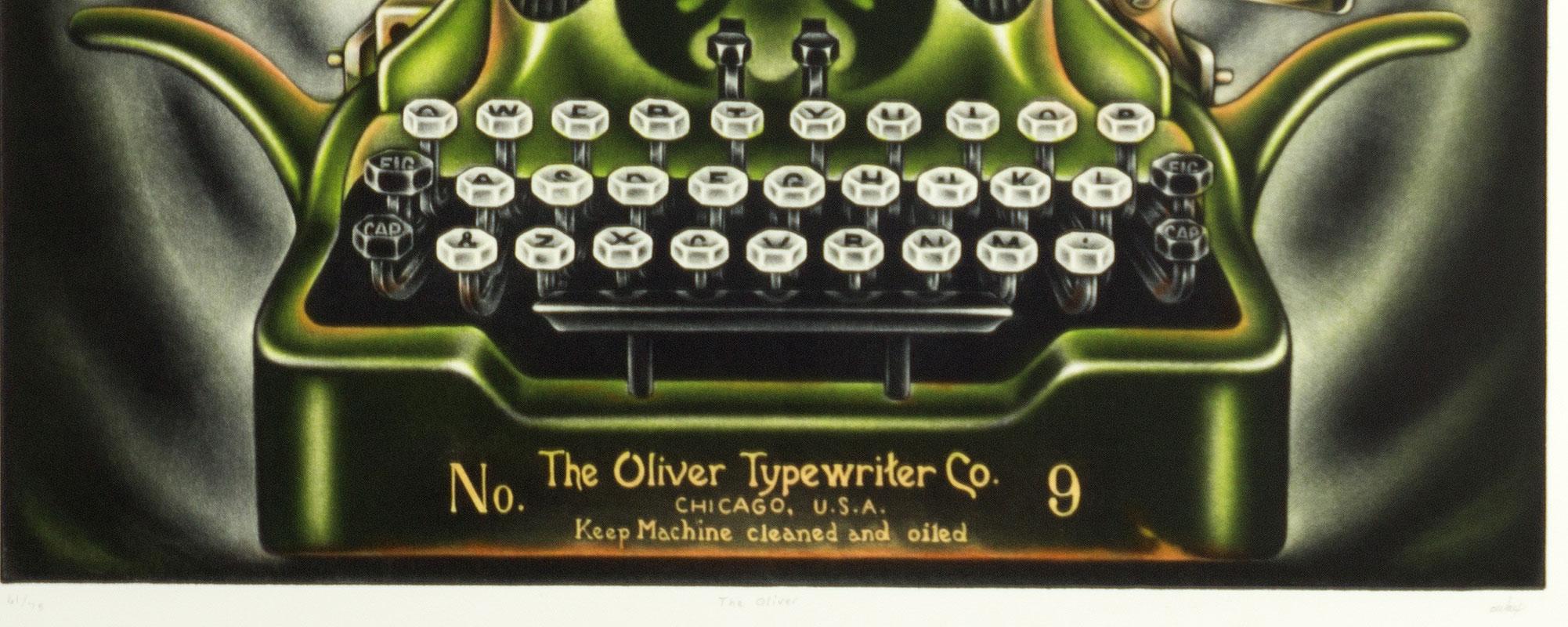 typewriter. barbed wire.