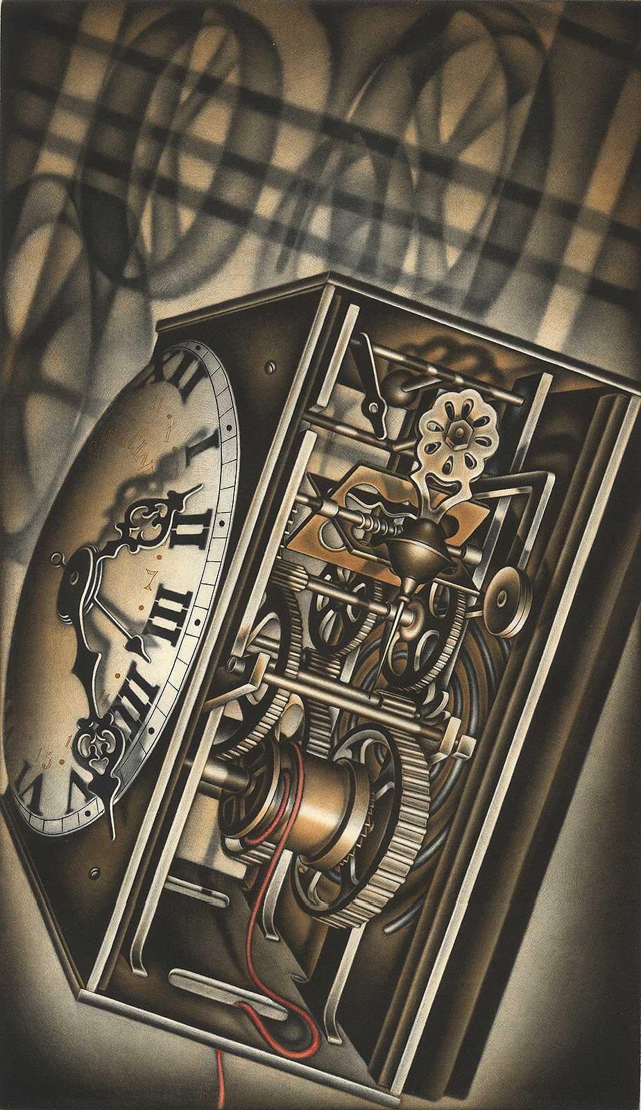 Carol Wax Interior Print - Time Lines (Clock that contrasts delicate hands with stark form of its casing)
