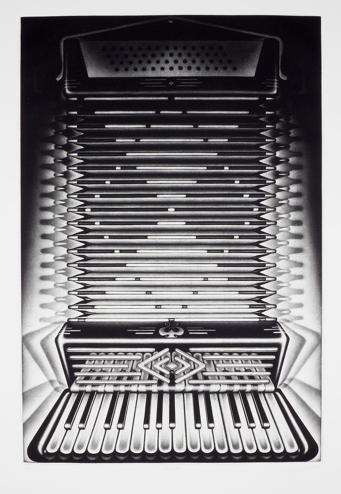 Vertical Zydeco (Making Cajun music with rhythmic patterns of light and shadow) - Print by Carol Wax