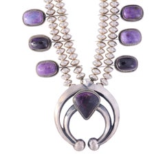 Carol & Wilson Begay Sugilite and Silver Squash Blossom Necklace, c. 2006