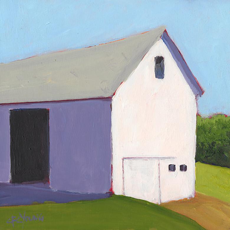 Carol Young Landscape Painting - 'Barn Knoll', Small Acrylic Painting  