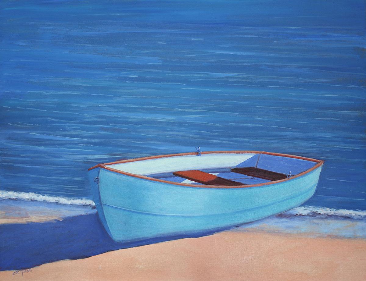 Landscape Painting de Carol Young - "Beached" Pintura costera contemporánea