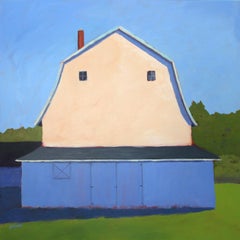 'Blue Wander', Contemporary Transitional Barn Acrylic Painting