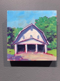 Carol Young, "Hidden Barn", 6x6 Colorful Barn Landscape Oil on Board