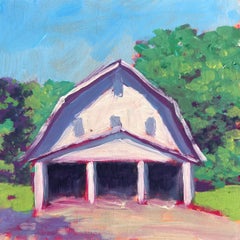 Carol Young, "Hidden Barn", 6x6 Colorful Barn Landscape Oil on Board