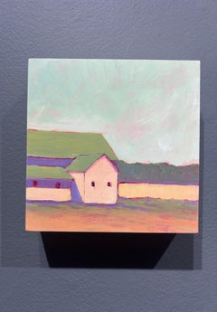 Carol Young, "Sweet Citrus", 6x6 Colorful Barn Landscape Oil on Board