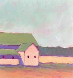 Carol Young, "Sweet Citrus", 6x6 Colorful Barn Landscape Oil on Board