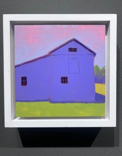 Carol Young, "Very Violet", 6x6 Colorful Barn Landscape Oil on Board