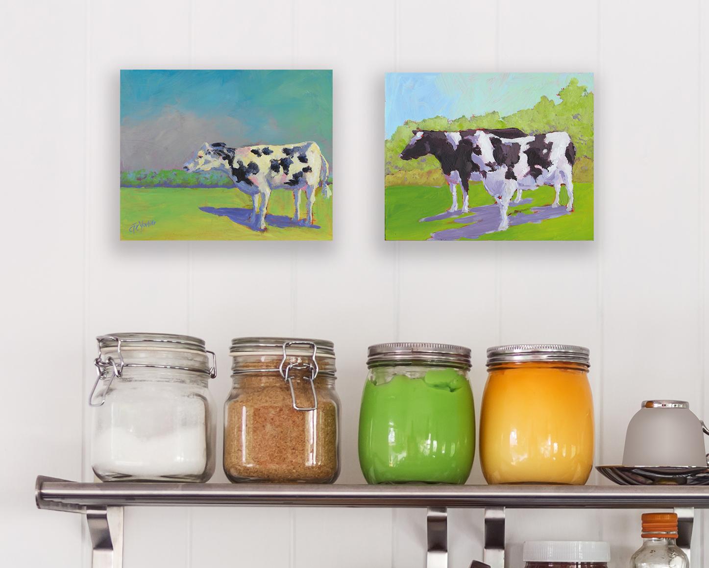 New England, Contemporary art, contemporary, cow, cows, nature, green, black, white, acrylic painting, painting on board, wood, abstract, life, natural, farm, farm life, bold, colorful, bright, interior design, interior decor

Clean, natural-looking