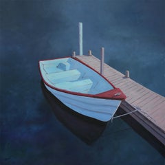 "Denim Harbor," Contemporary Coastal Painting