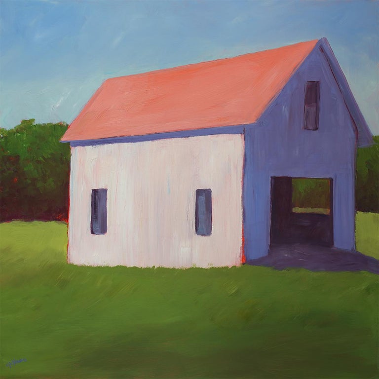 Carol Young Landscape Painting - "Henri's Barn," Contemporary Barn Painting