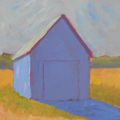 'Lavender Barn', Small Acrylic Painting  