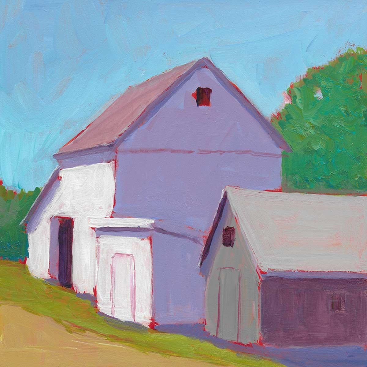 Carol Young Landscape Painting - "Lewin Barns, " Barn Painting  