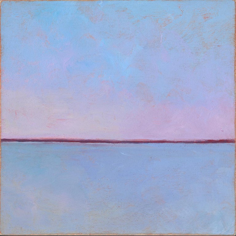 Carol Young 'Marshmallow Mauve 2', Small Abstract Minimalist Landscape Acrylic Painting