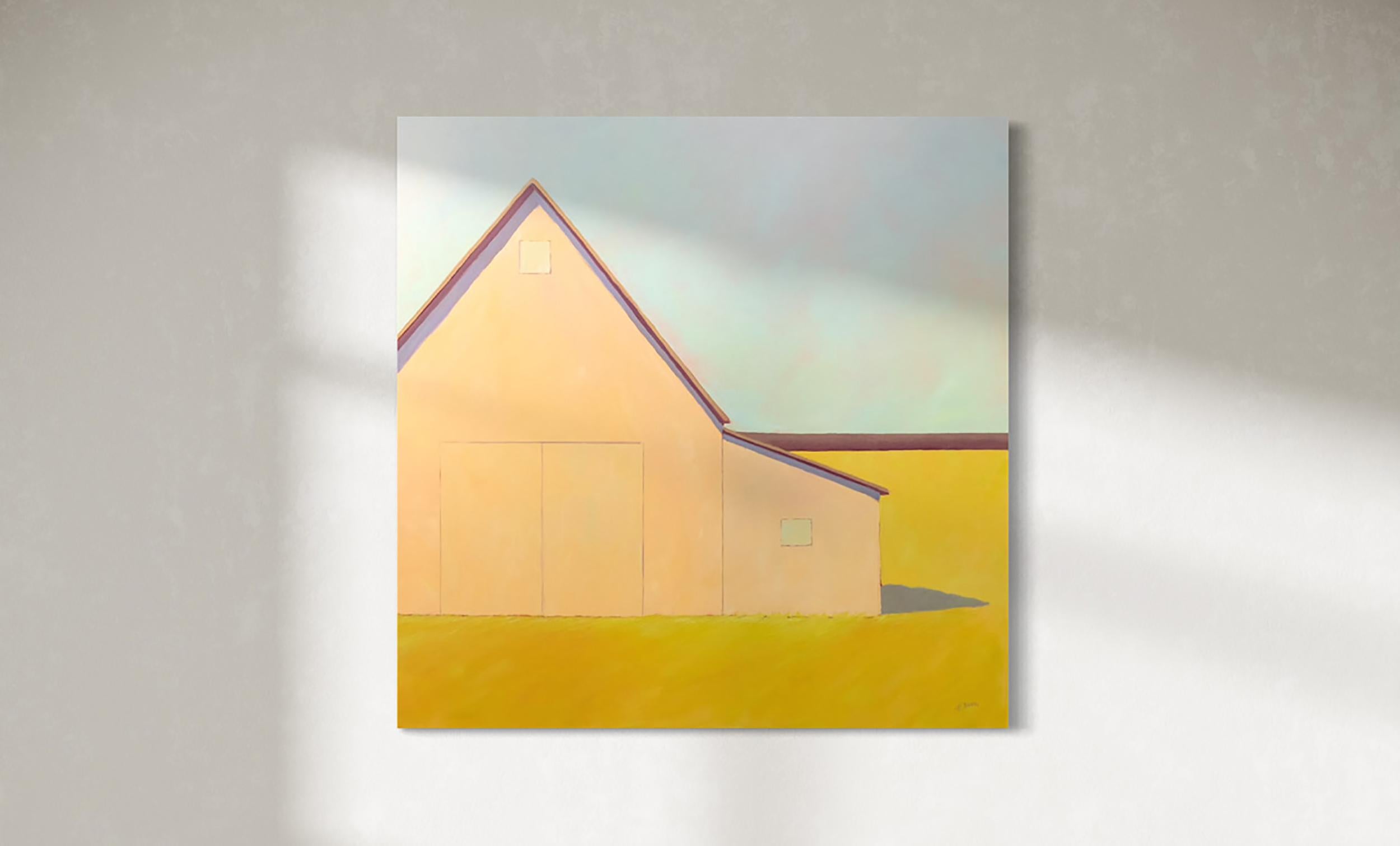 Peinture de grange contemporaine Mint Julep - Beige Landscape Painting par Carol Young