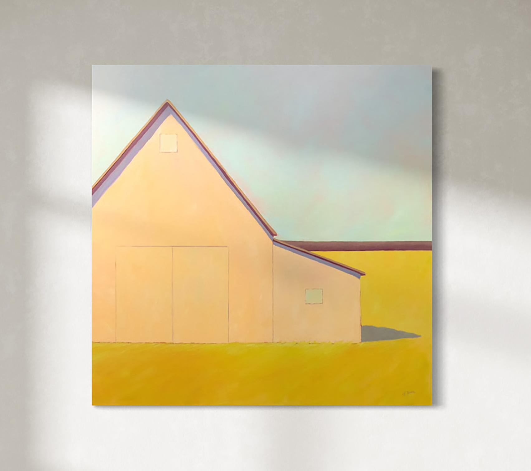 Landscape Painting Carol Young - Peinture de grange contemporaine Mint Julep