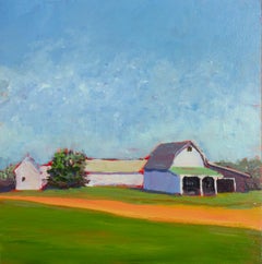 Antique "Roanoke Barns" Contemporary Landscape Painting