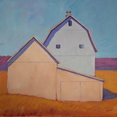 "Presintiendo la primavera", pintura contemporánea de granero