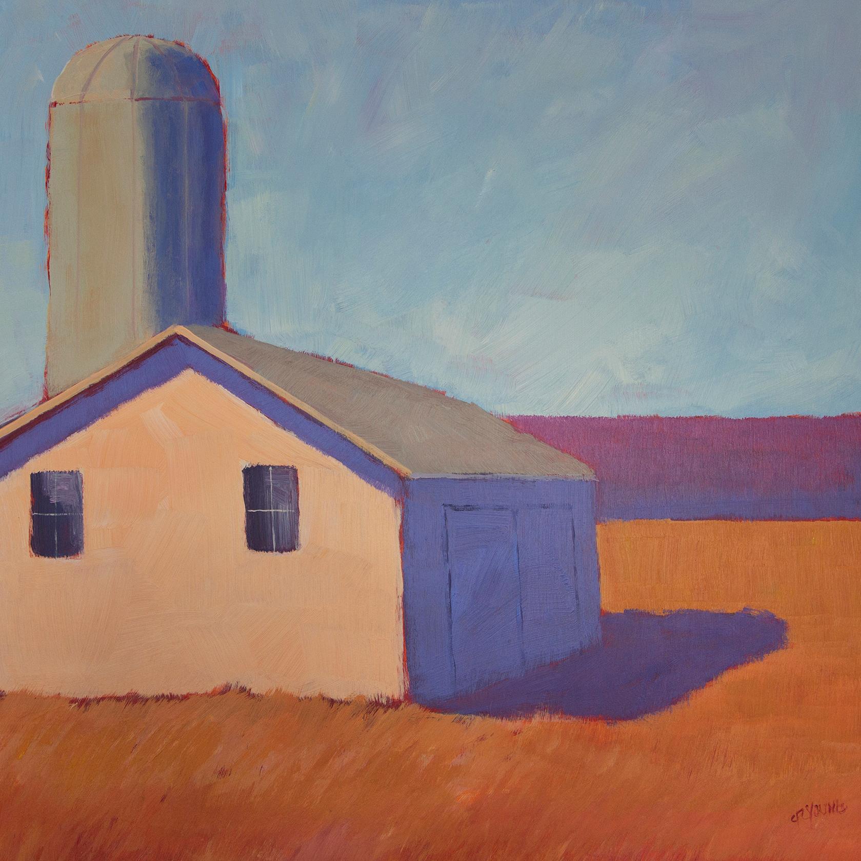 Carol Young Landscape Painting - Silo and Sun